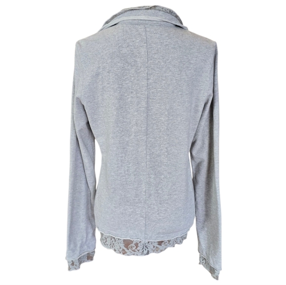 Daytrip Boho Gray Knit Lace Tie Front Jacket L - Picture 6 of 8